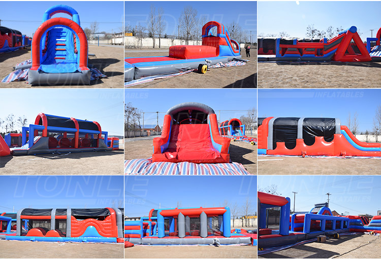 inflatable 300ft long u shape obstacle course 5